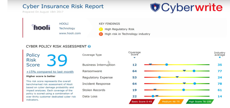 Describes the different types of cyber risk and compares with the industry benchmark