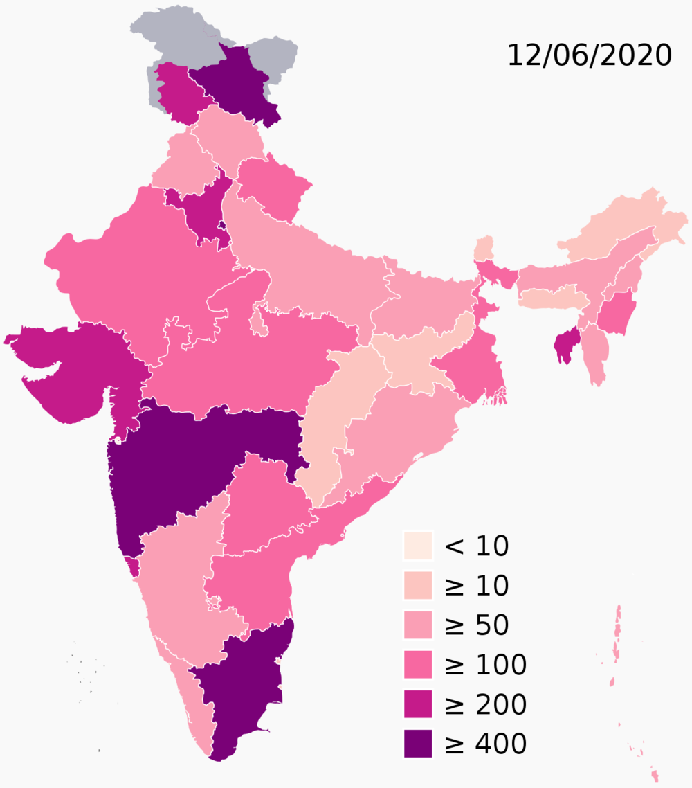 Map of cases per million in India by states (source: Ministry of Health and Family Welfare)
